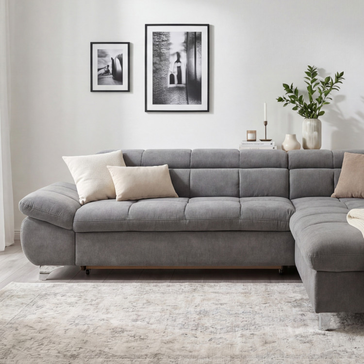 Sarokkanapé fekvőfunkcióval szürke , Jobb oldali sarok