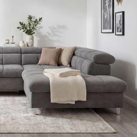 Sarokkanapé fekvőfunkcióval szürke , Jobb oldali sarok