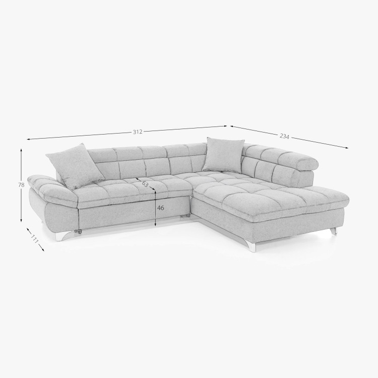 Sarokkanapé kihúzható funkcióval zöld színben, jobb sarok