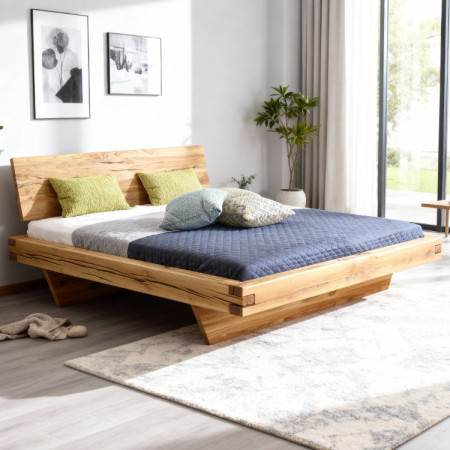Tölgy ágykeret gerendákból natúr Matus 180x200 cm tömör tölgyfa