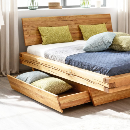 Tölgy ágykeret gerendákból natúr Matus 180x200 cm tömör tölgyfa