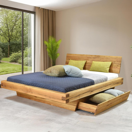 Tölgy ágykeret gerendákból natúr Matus 180x200 cm tömör tölgyfa