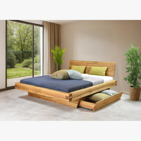 Tölgy ágykeret gerendákból natúr Matus 180x200 cm tömör tölgyfa