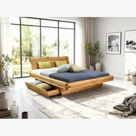 Tölgy ágykeret gerendákból natúr Matus 180x200 cm tömör tölgyfa