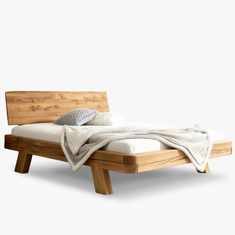 Tölgy aranyozott luxus ágy gerendákból Mia 160x200 cm