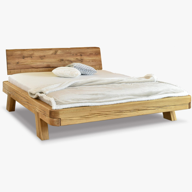 Tölgy aranyozott luxus ágy gerendákból Mia 160x200 cm