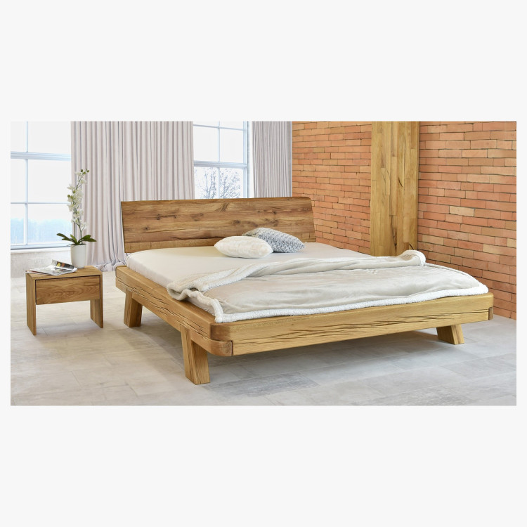 Tölgy aranyozott luxus ágy gerendákból Mia 160x200 cm