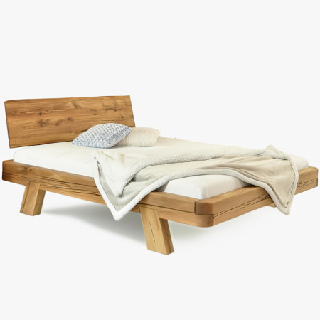 Tölgy aranyozott luxus ágy gerendákból Mia 160x200 cm