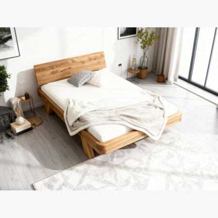 Tölgy aranyozott luxus ágy gerendákból Mia 160x200 cm