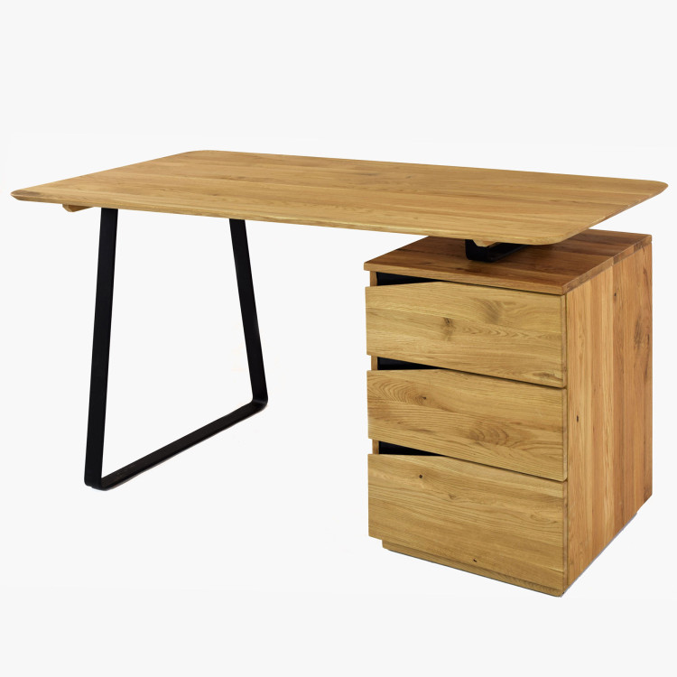 Tölgyfa munkaasztal, fekete fém lábakkal, Smak