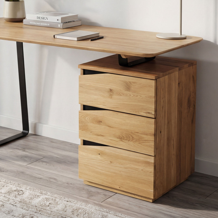 Tölgyfa munkaasztal, fekete fém lábakkal, Smak