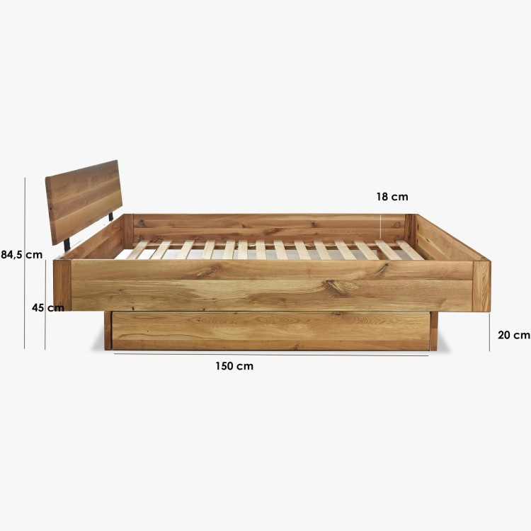 Lekerekített tömörfa franciaágy Stockholm 160x200 cm