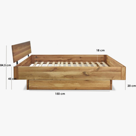 Lekerekített tömörfa franciaágy Stockholm 160x200 cm