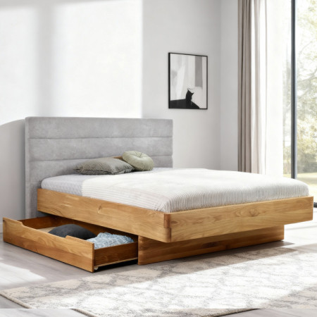 Tölgyfa ágy szövet fejtámlával Dominika 160x200 cm