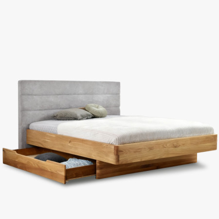 Tölgyfa ágy szövet fejtámlával Dominika 160x200 cm