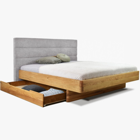 Tölgyfa ágy szövet fejtámlával Dominika 160x200 cm