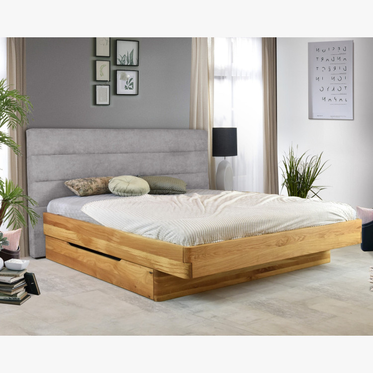 Tölgyfa ágy szövet fejtámlával Dominika 160x200 cm