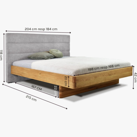 Tölgyfa ágy szövet fejtámlával Dominika 160x200 cm