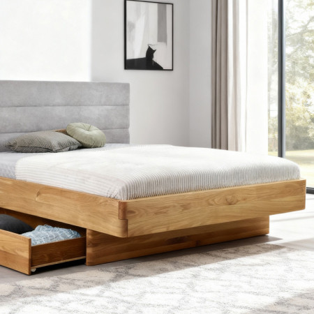 Tölgyfa ágy szövet fejtámlával Dominika 160x200 cm