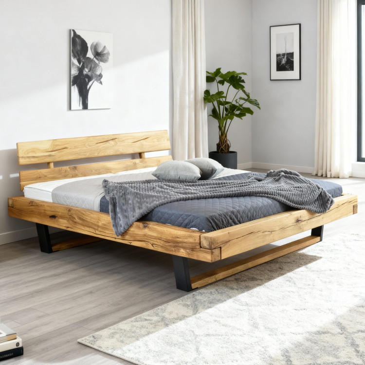 Modern tömör tölgy lábas ágy, Laura 200 x 200 cm