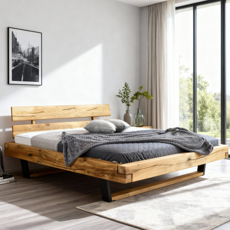 Modern tömör tölgy lábas ágy, Laura 200 x 200 cm