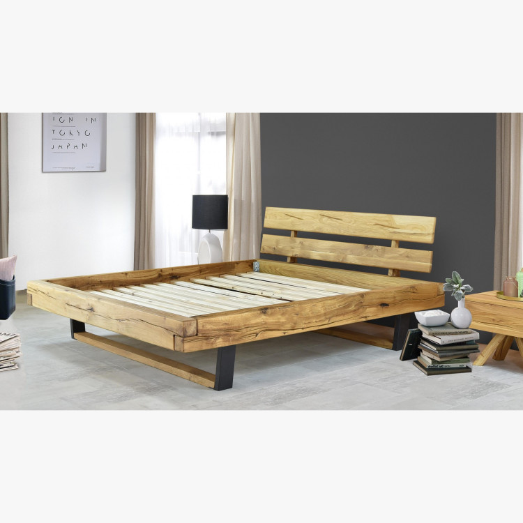 Modern tömör tölgy lábas ágy, Laura 200 x 200 cm