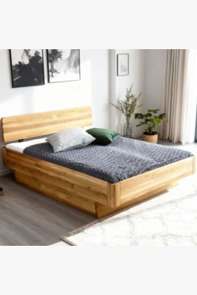 Tömör tölgyfa franciaágy 180x200 cm, stabil és természetes design