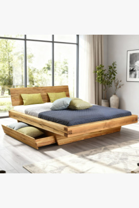 Tömör tölgyfa gerendás ágykeret natúr 160x200 cm, masszív konstrukció