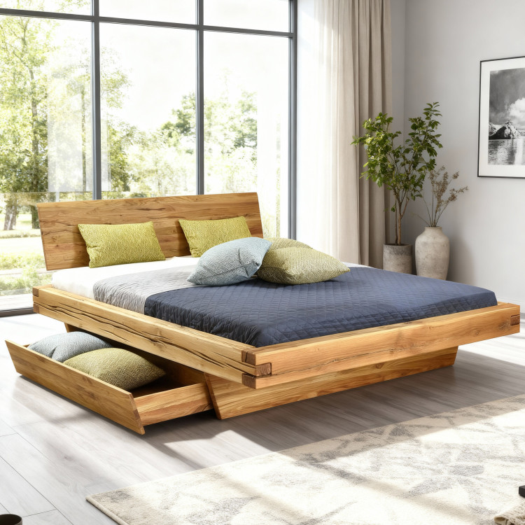 Tölgy ágy gerendából natúr Matus 160 x 200 cm tömör tölgy