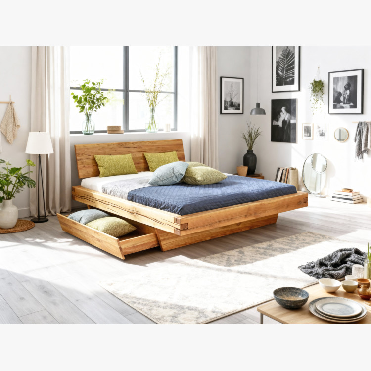 Tölgy ágy gerendából natúr Matus 160 x 200 cm tömör tölgy