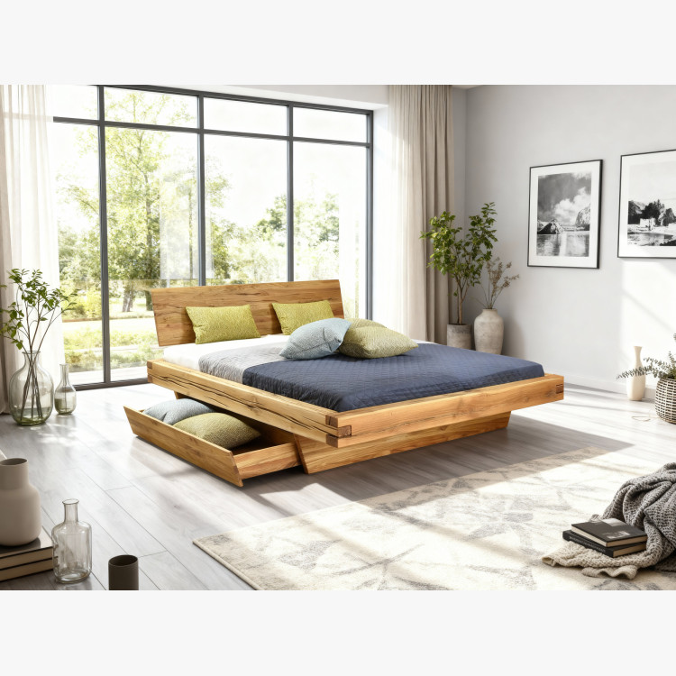 Tölgy ágy gerendából natúr Matus 160 x 200 cm tömör tölgy