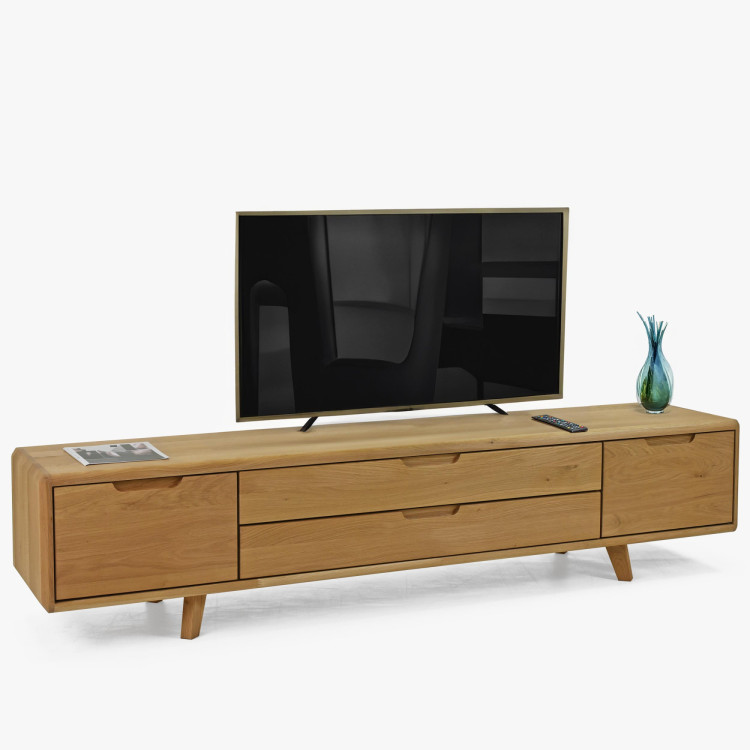 Televíziós komód , tömör tölgy natúr lábakon