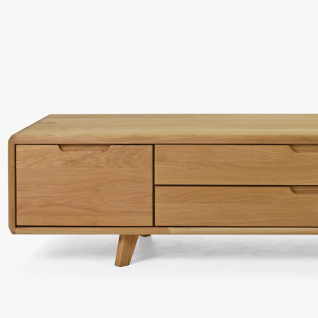 Televíziós komód , tömör tölgy natúr lábakon