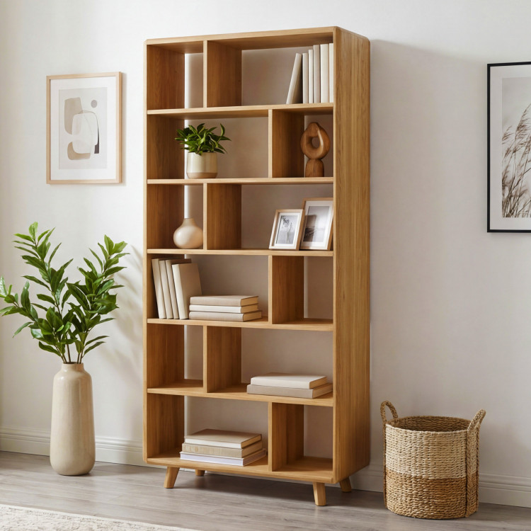 Tölgy polcos állvány tölgy natural színben lábakkal