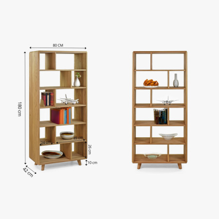 Tölgy polcos állvány tölgy natural színben lábakkal