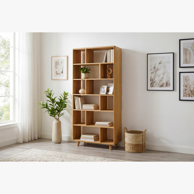 Tölgy polcos állvány tölgy natural színben lábakkal