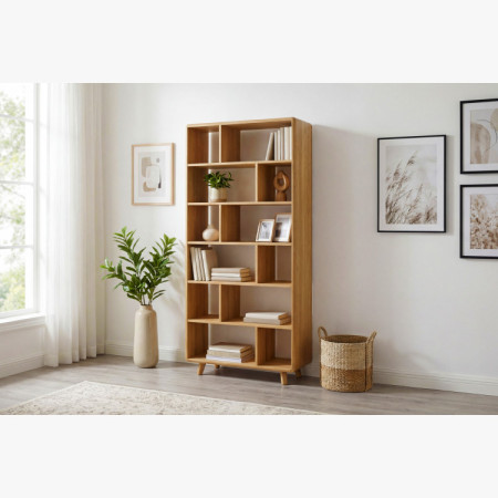 Tölgy polcos állvány tölgy natural színben lábakkal