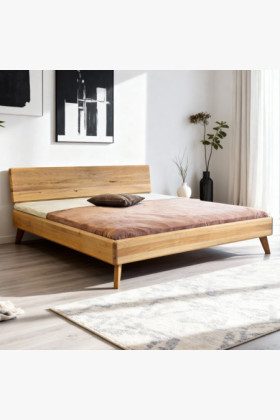 Tömör tölgy franciaágy 180x200 cm, natúr tölgy színű, masszív fa