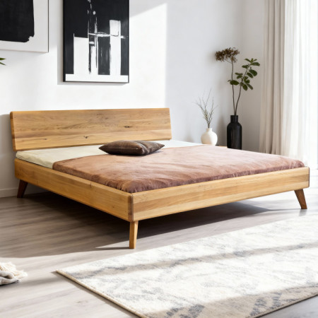 Tömör tölgy franciaágy tölgy natúr 180x200 masszív ágykeret