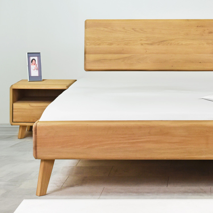 Tömör tölgy franciaágy tölgy natúr 180x200 masszív ágykeret