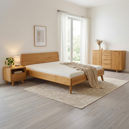 Tömör tölgy franciaágy tölgy natúr 180x200 masszív ágykeret