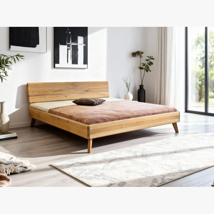 Tömör tölgy franciaágy tölgy natúr 180x200 masszív ágykeret