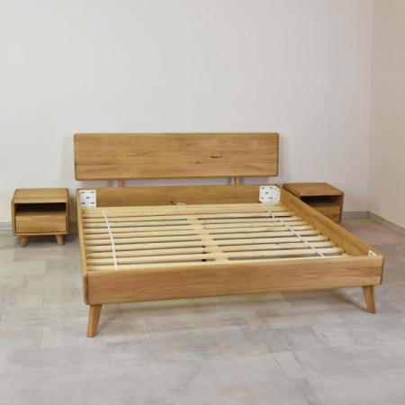 Tömör tölgy franciaágy tölgy natúr 180x200 masszív ágykeret