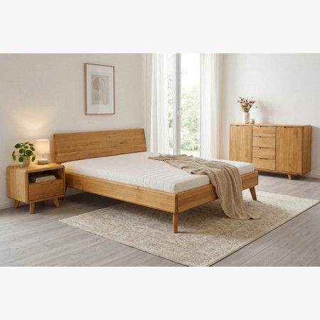 Tömör tölgy franciaágy tölgy natúr 180x200 masszív ágykeret