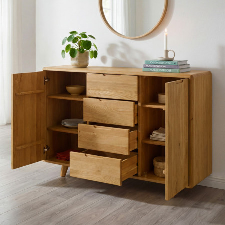 Fa komód fiókokkal és ajtókkal