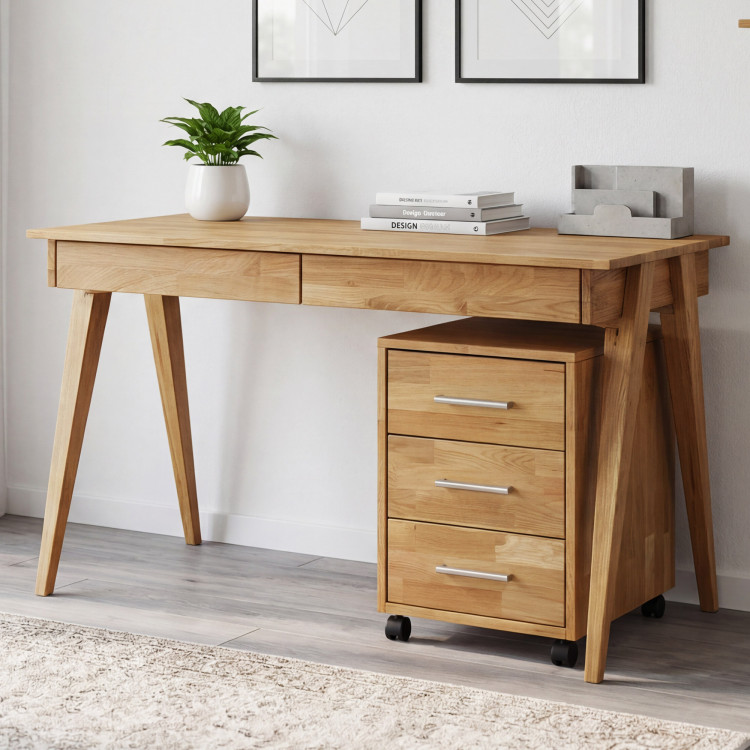 Tölgyfa pc asztal két fiókkal