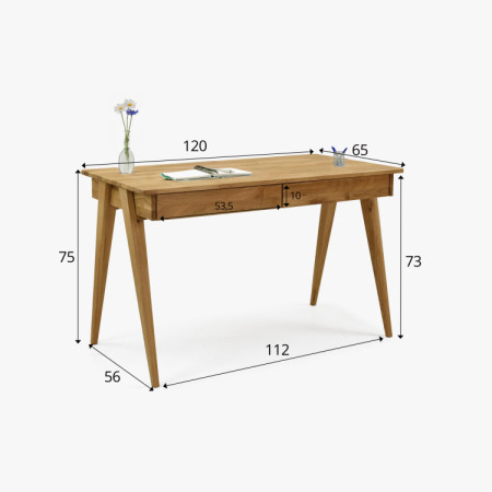 Tölgyfa pc asztal két fiókkal