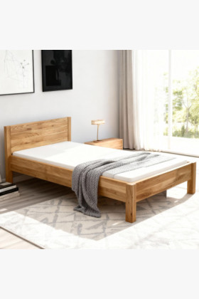 Tömör tölgyfa ágy 120x200 cm natúr tölgy színű, masszív szerkezetű