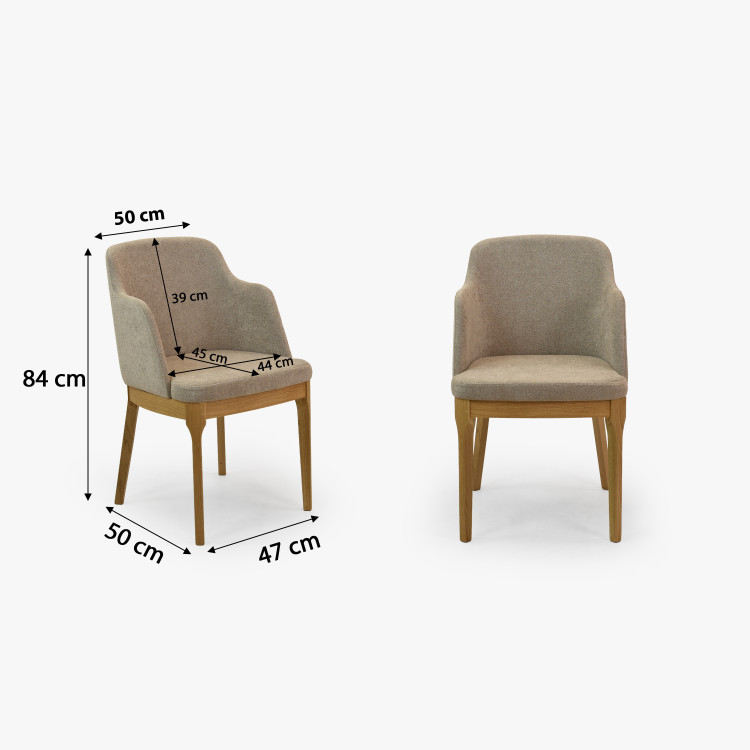 Sötétszürke kárpitozott tölgyfa étkezőfotel olajozott lábakkal