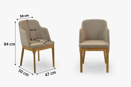 Sötétszürke kárpitozott tölgyfa étkezőfotel olajozott lábakkal